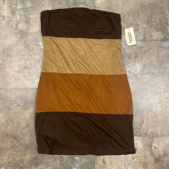 vintage y2k forever 21 nude faux suede tube top dress size small - Picture 1 of 6